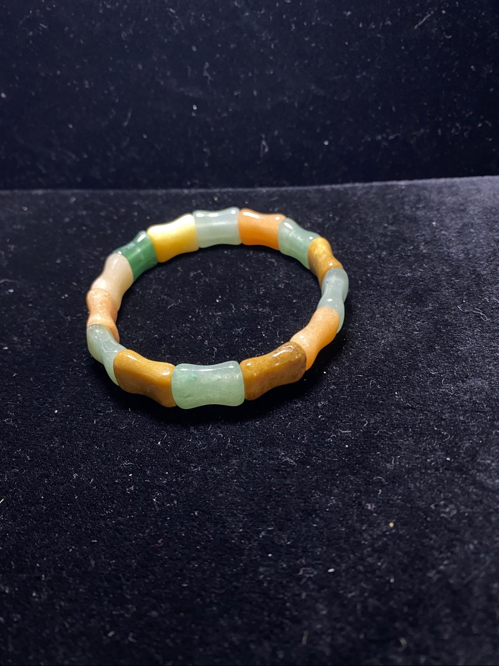 Genuine Bamboo Shape Jade Agate Stretch Bracelet Boho Natural Beach Art Deco